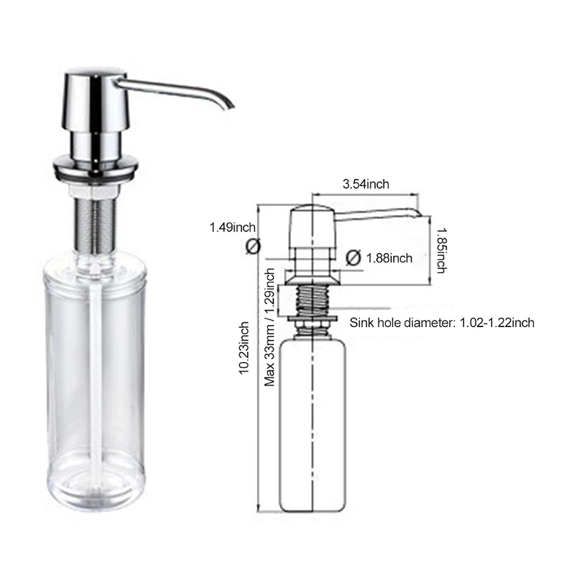 

320Ml Kitchen Sink Soap Dispenser Copper Manual Press Pump Liquid Under Sink Soap Shampoo Bottle