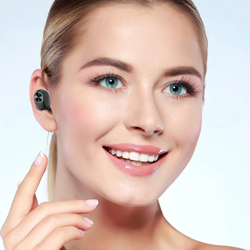 

New V6 Mini Wireless Headphone Bluetooth Noise Canceling Earbuds TWS Stereo Portable Black Useful Earphone With Mic Charging Box