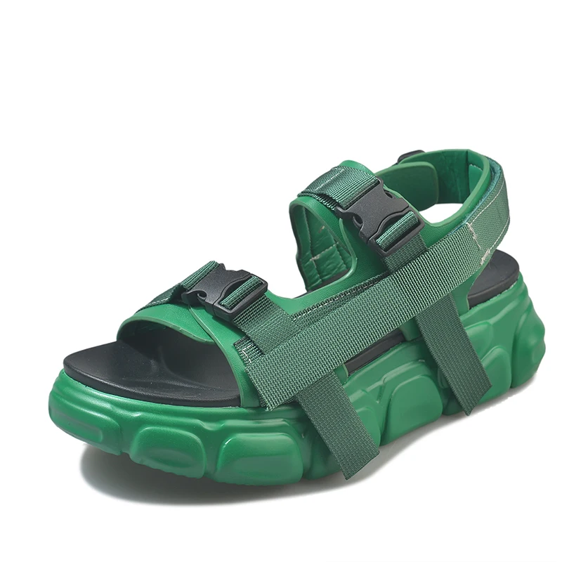 2019 босоножки женская спортивная обувь модная на платформе Цвет черный зеленый