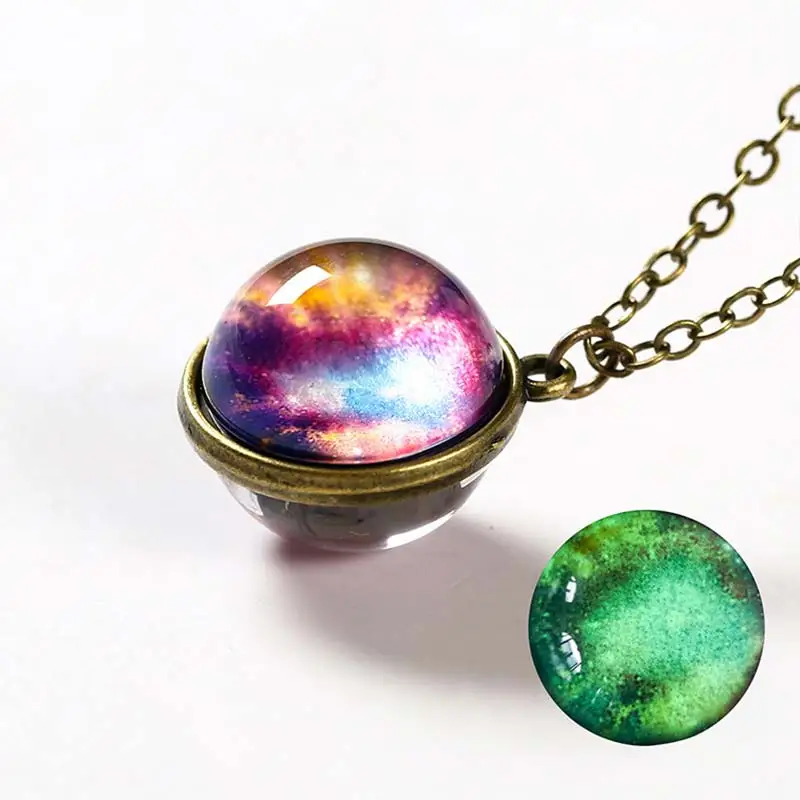 Уникальное ожерелье с кулоном в виде космической планеты новое двухстороннее