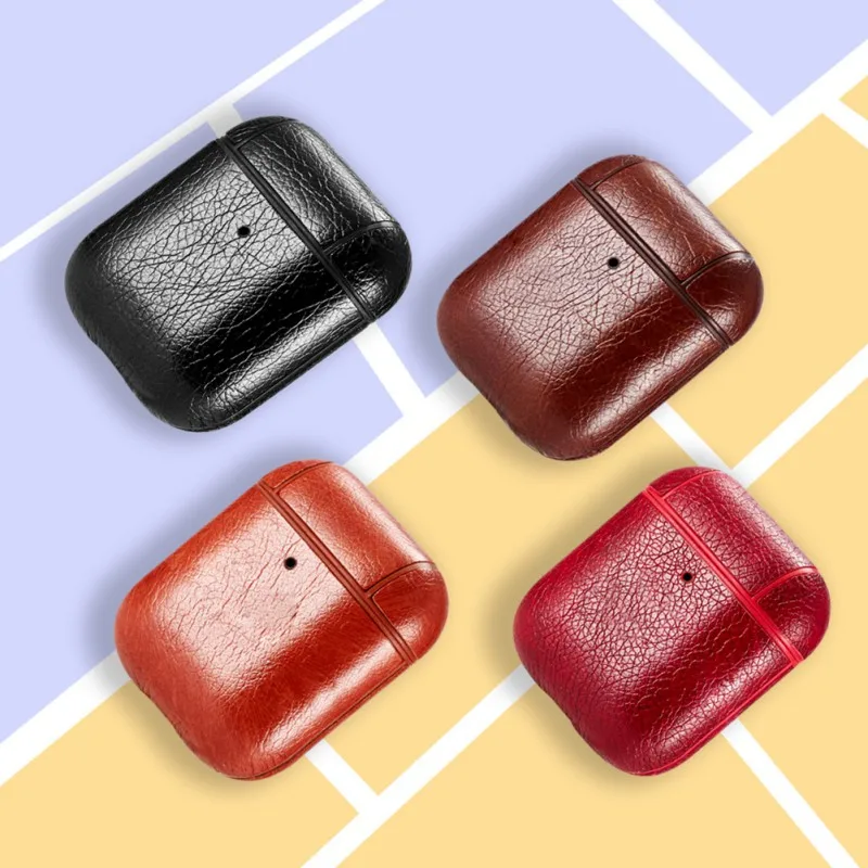 Высокое качество ПУ кожаный защитный чехол Airpods для защиты от падения