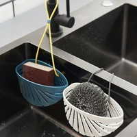 kitchen faucet shell shaped belt lanyard sink drain hanging bag washing pot brush steel ball sponge drain storage basket
