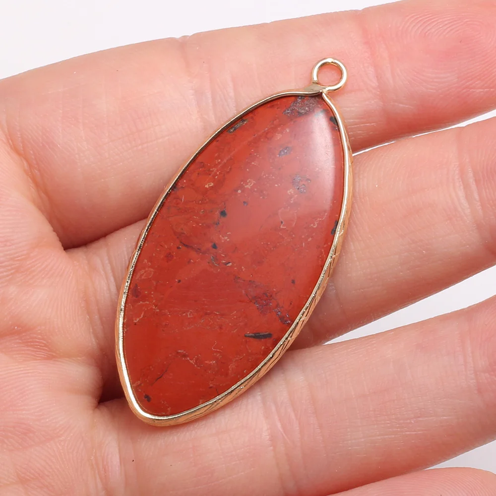 

1pcs Natural Stone Horse Eye Shape Damation Jaspers Amazonite Pendant for Jewelry Making Bracelet Necklace Earring Size 20x45mm
