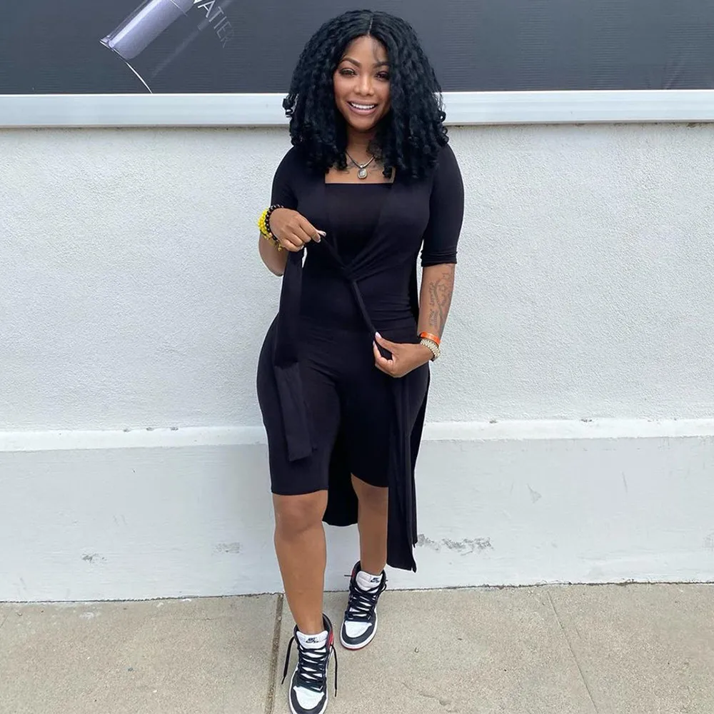 

Черно-красные сексуальные Клубные костюмы из двух предметов для фитнеса для женщин, необычный Свободный комбинезон с открытым стежком и об...