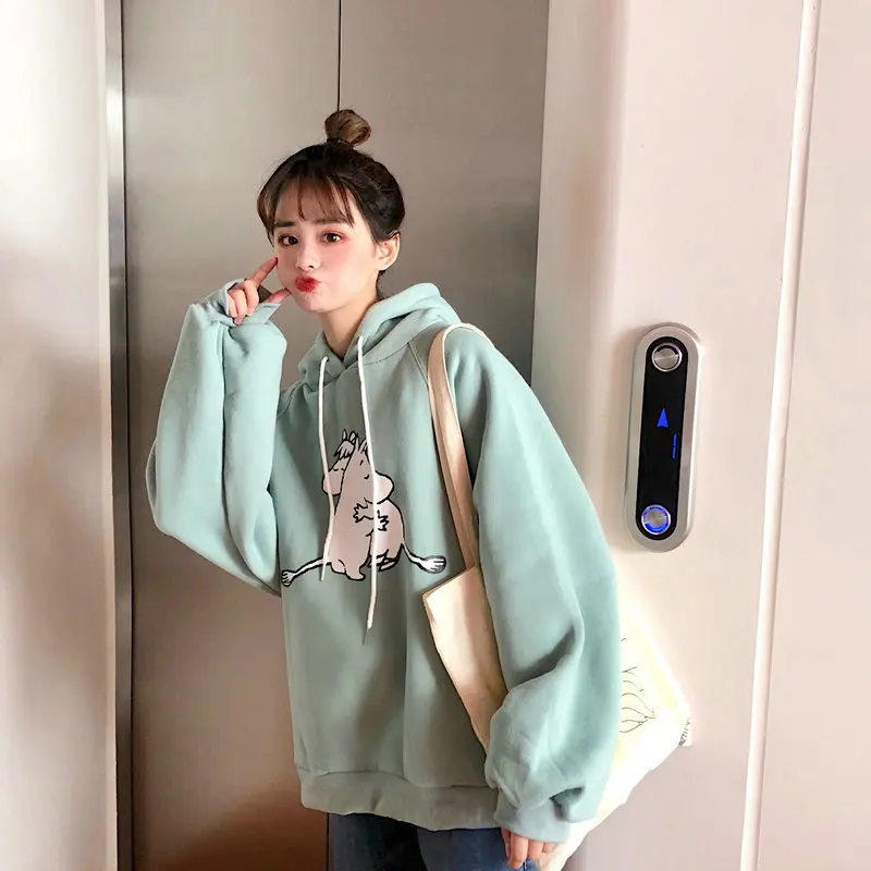 Весенние толстовки Kawaii Harajuku Толстовка с принтом желтая модная женская толстовка корейский Свободный Женский пуловер милый студенческий