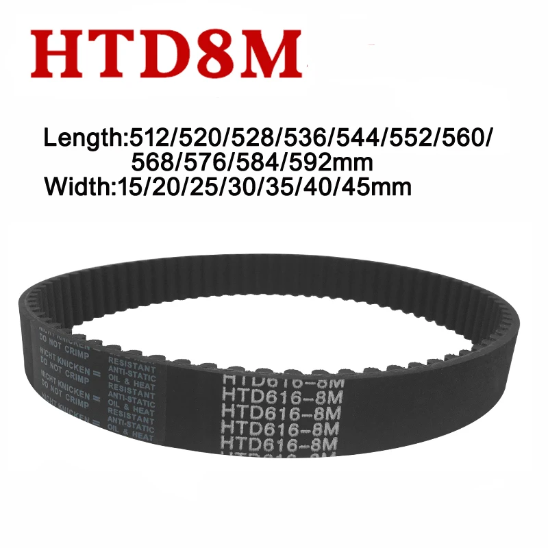 

HTD 8M Rubber Timing Belt Industrial Transmission Synchronous Belt 512/520/528/536/544/552/560/568/576/584/592mm Arc Tooth