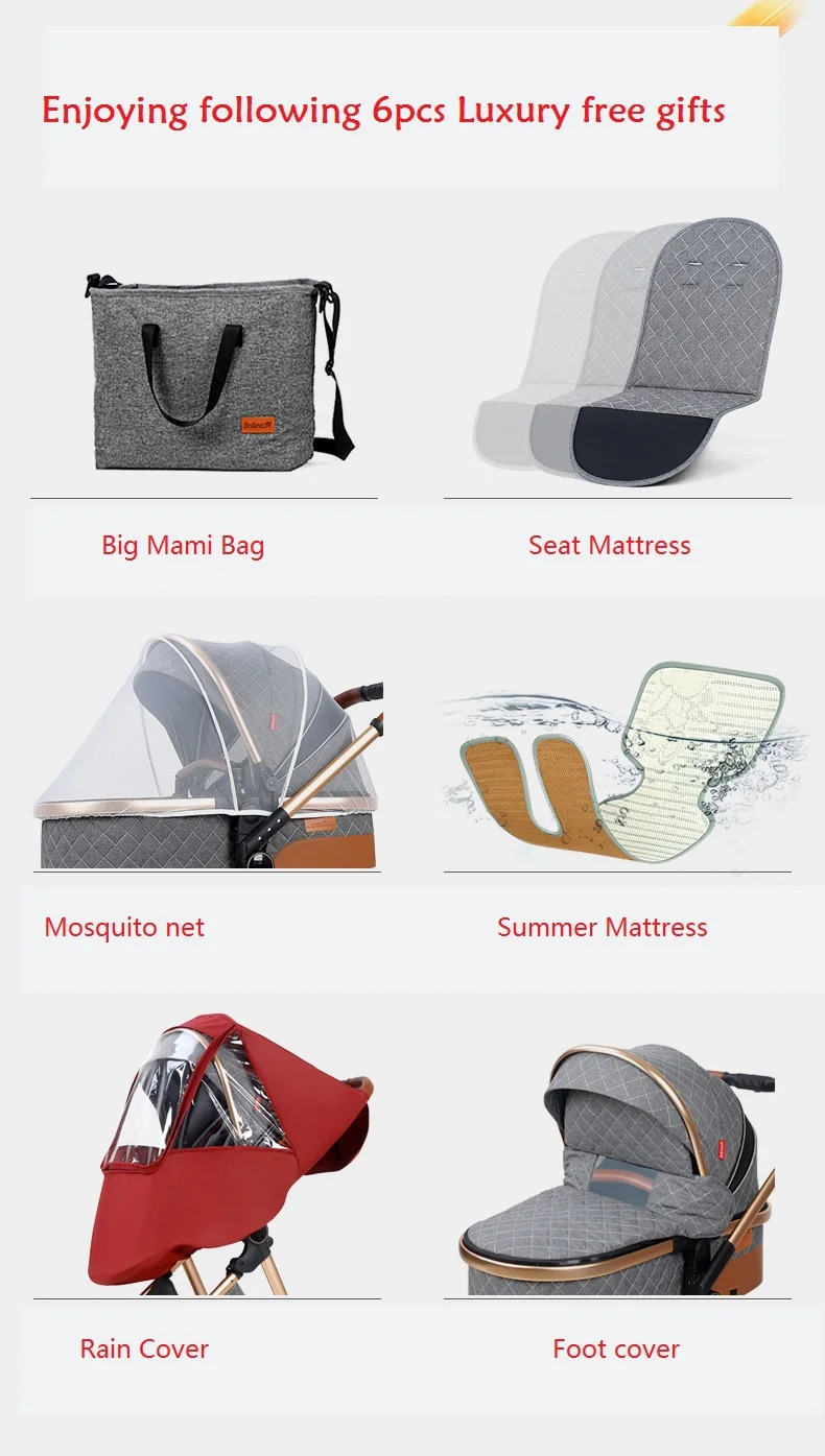 

Fast Shipping Free Shipping Free Duty Baby Stroller High Landscape Carriage New 3in1 Pram on 2021