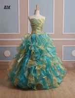 2021 stock blue gold quinceanera dresses ball gown beaded sweet 16 dresses formal prom party gown vestido de 15 anos bm61