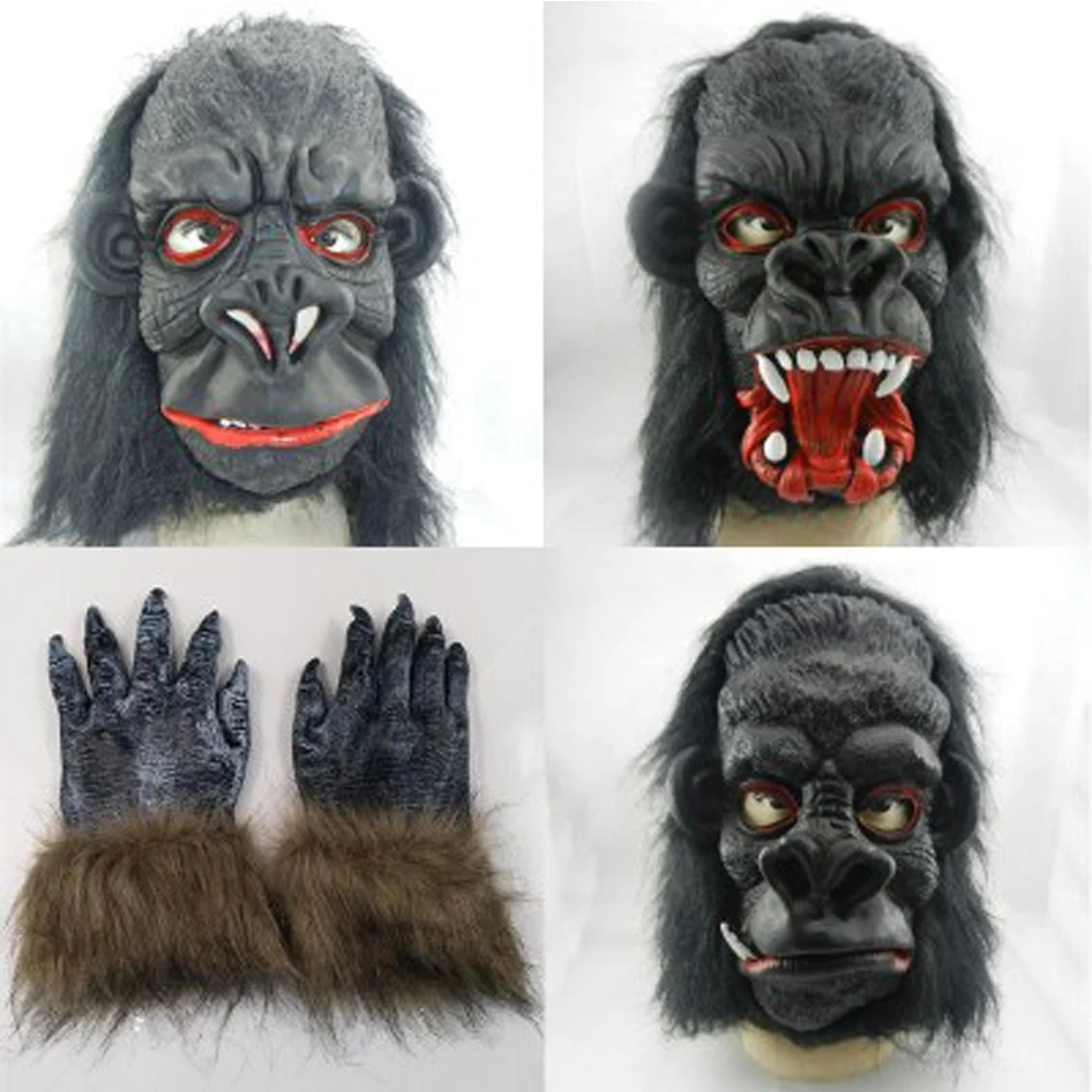 Хэллоуин Взрослые Забавные Маски для вечевечерние Gorilla набор перчаток латексные
