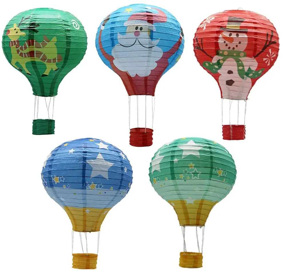 

5 pcs Hanging Hot Air Balloon Santa Claus snowman Paper Lanterns Xmas Party Decoration Birthday Wedding Christmas Party Decor