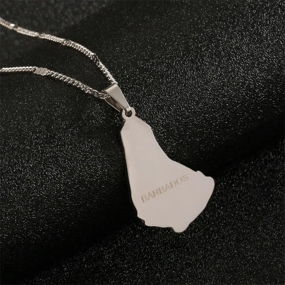 Ожерелья подвески из нержавеющей стали с картой Барбадоса|Ожерелья подвеской| |