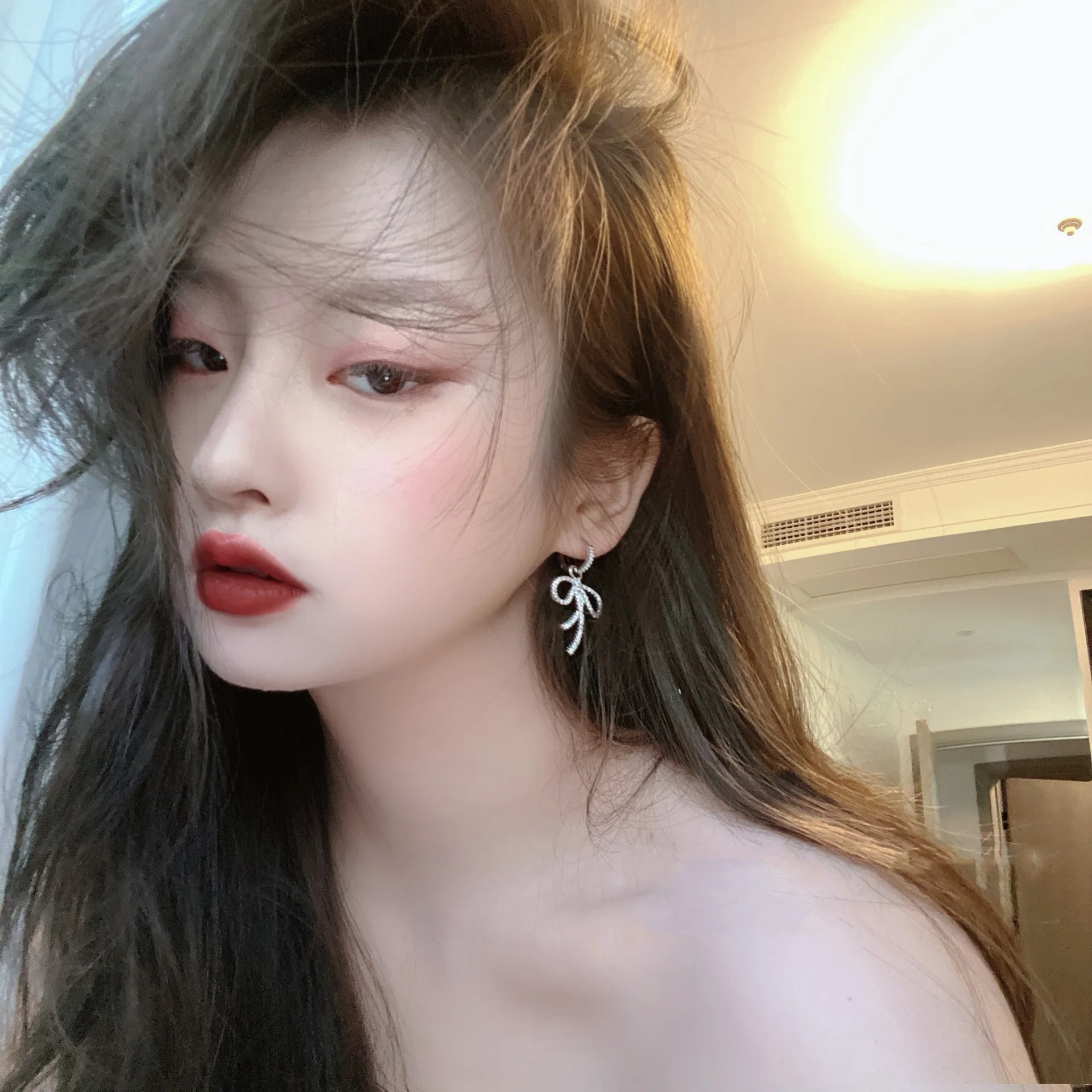 

Long fringe bow pendant earrings silver 2020 fashion pendant earrings summer jewelry girl party gift