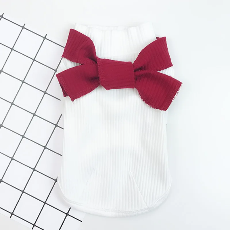 Одежда для маленьких собак с большим бантом модная одежда весны и осени белые