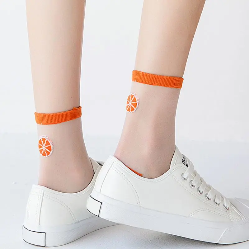 Женские летние бриллиантовые носки милые жаккардовые прозрачные чулочно