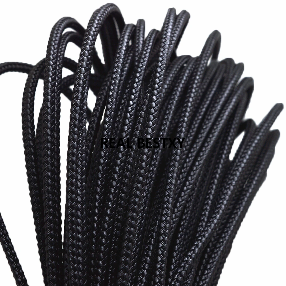 5 м/лот прибл. 5*4 мм черные кожаные шнуры с нитями из нержавеющей стали плетеные