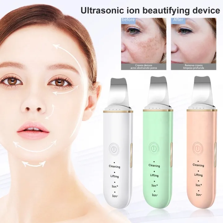

Ultrasonic Skin Scrubber Vibration Face Cleaner Blackhead Remover Facial Scrubber Shovel Clean Cavitation Peeling Machine