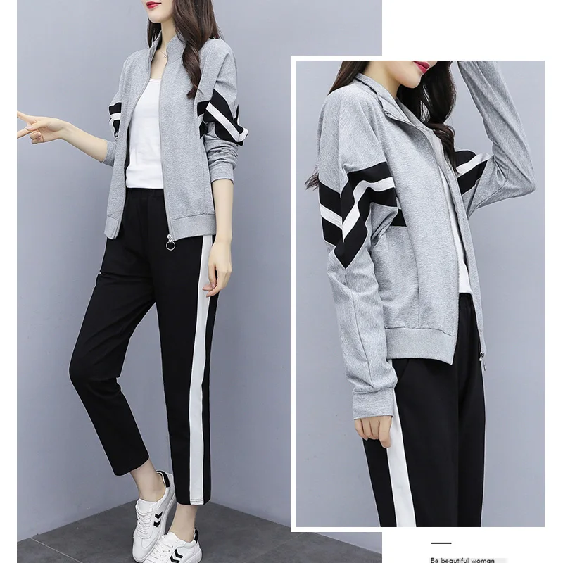 Большой плюс размер спортивные костюмы пальто спортивный костюм женское + брюки