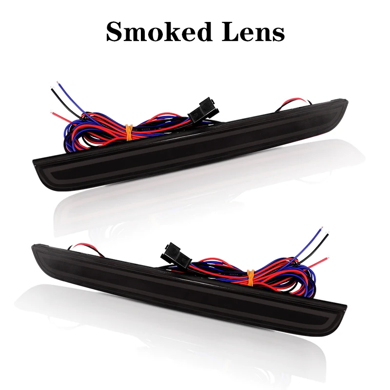 iJDM OEM 3D Optic Style Светодиодные отражатели бампера для 2015-2019 Dodge Challenger Задние противотуманные фары и стоп-сигналы Светодиодные фонари