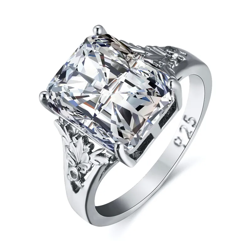 Роскошное женское и мужское кольцо с квадратным кристаллом в винтажном стиле