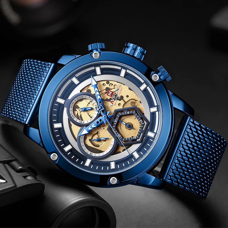 Часы наручные NAVIFORCE Мужские кварцевые роскошные модные повседневные спортивные