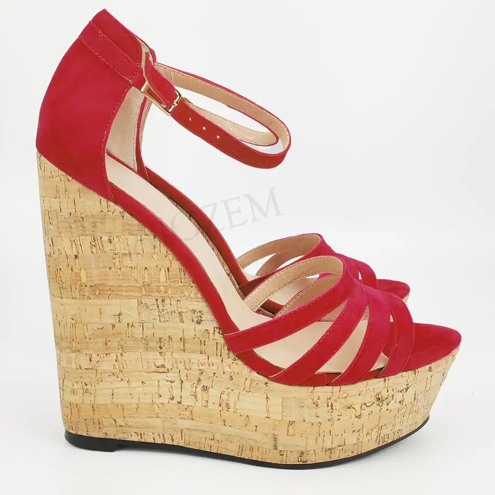 LAIGZEM CHIC Women Sandals Platform Wedges High Heels Party Pumps Faux Suede Shoes Woman Sandalias Verano Large Size 34 43 44 52 | Обувь