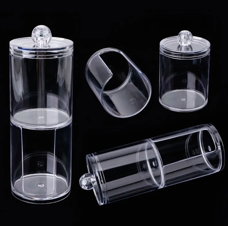 Акриловый квадратный контейнер 2 в 1 прозрачный пластиковый для хранения ватных