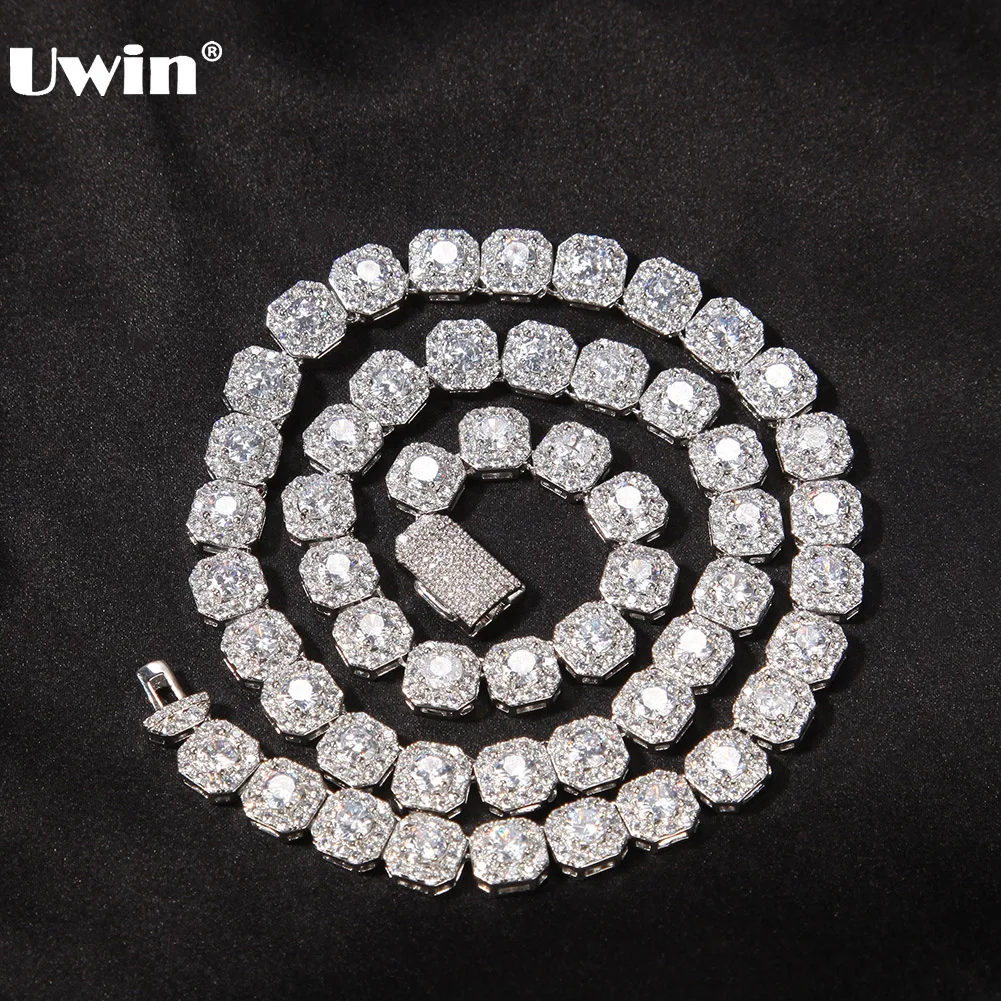 

UWIN 9mm Cluster Cubic Zircon Necklaces for Women AAA Iced Out Floral CZ Necklaces Silver Color Fashion Jewelry for Mothers' Day