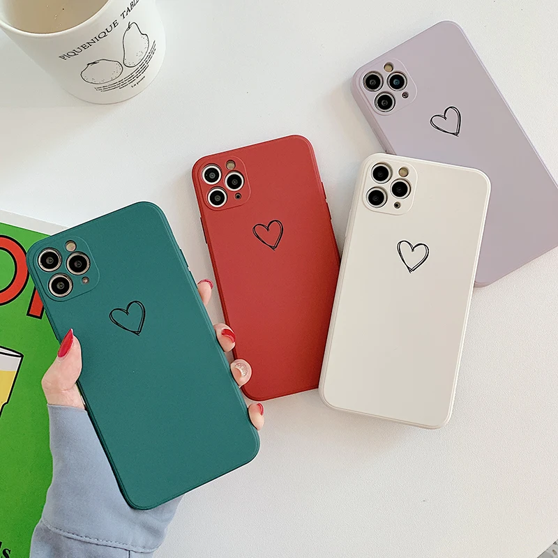 

Квадратный жидкий силиконовый чехол Love Heart для iPhone 12pro Max
