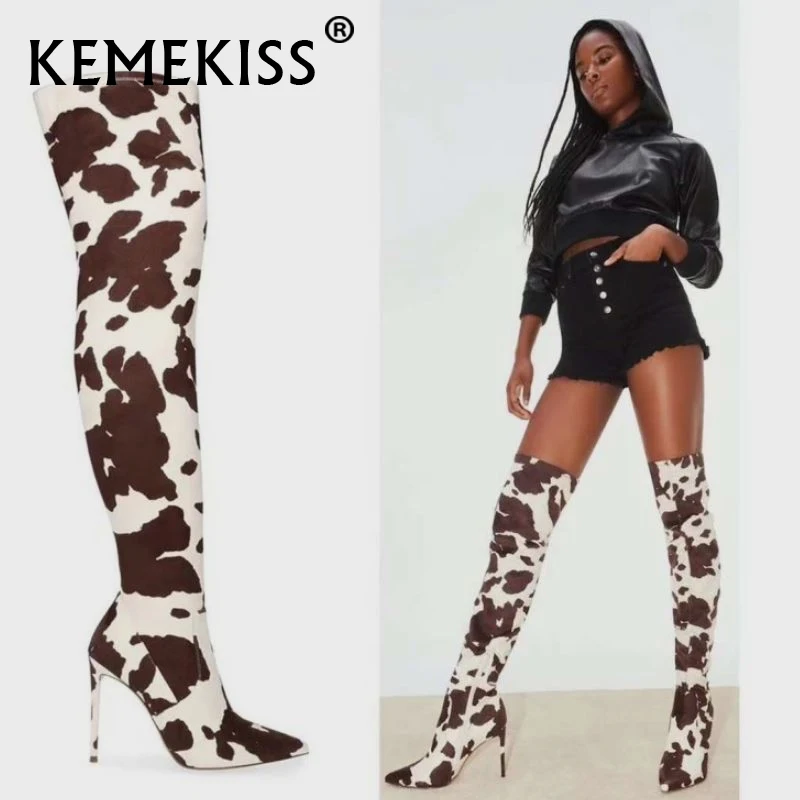 

KemeKiss Size 34-43 Long Boots Women Winter Warm Shoes Thin High Heel Over Knee Boot Stiletto Mixed Color Female Footwear