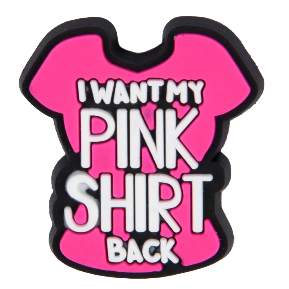 Hot Sale 1 Pcs Pink Croc Shoe Charms Women Lovely Slogan Decorations Cute Girls Birthday Wristband Accessories Coffee Cool Mom