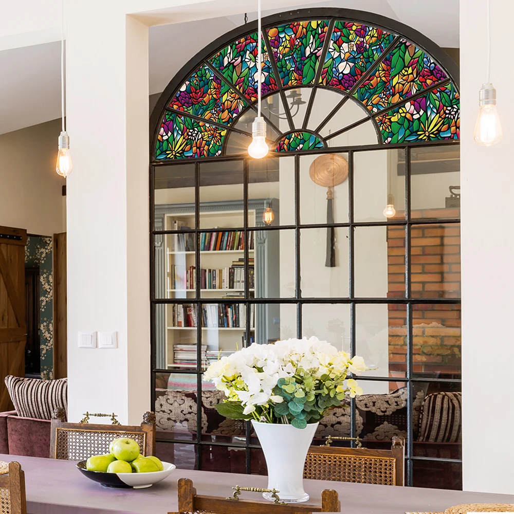 Funlife®Великолепные Цветы статическая липкая стеклянная пленка для дверей и окон