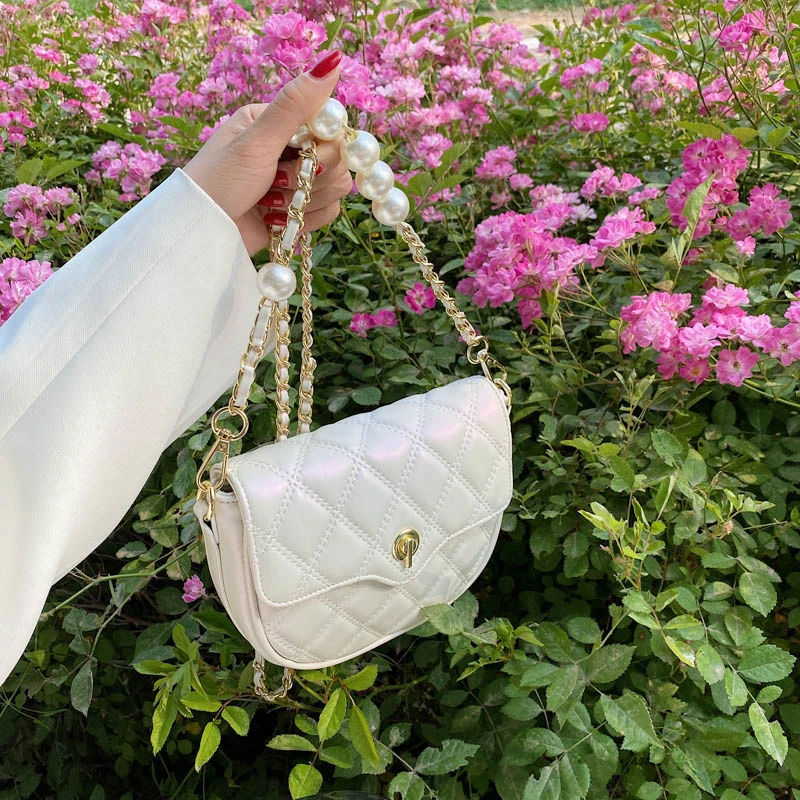 

New PU Women Shoulder Crossbody Bag Fashion Trade Ladies Bags Ringer Chain Bag Pearl Chain Handbag for Women DSFC0254