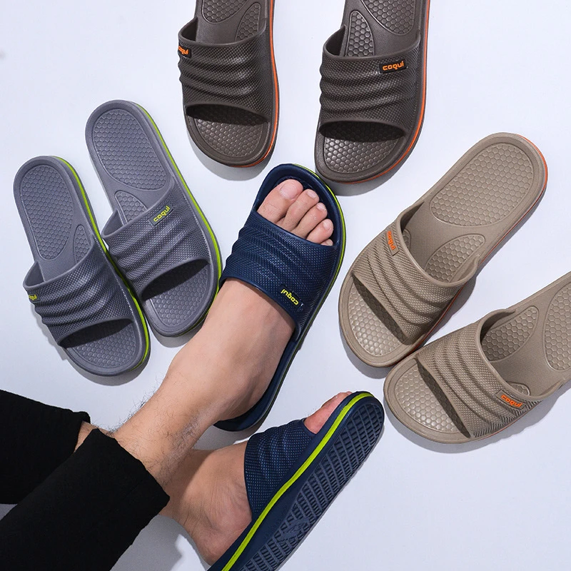 

Men Summer Home Slippers indoor Floor EVA Non-slip Soft Unisex slippers men striped Large size 44 45 Women Platform Slippers