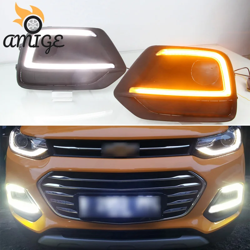 12V светодиодный DRL Дневной светильник для Chevrolet Trax 2017 2018 желтый проигрывания