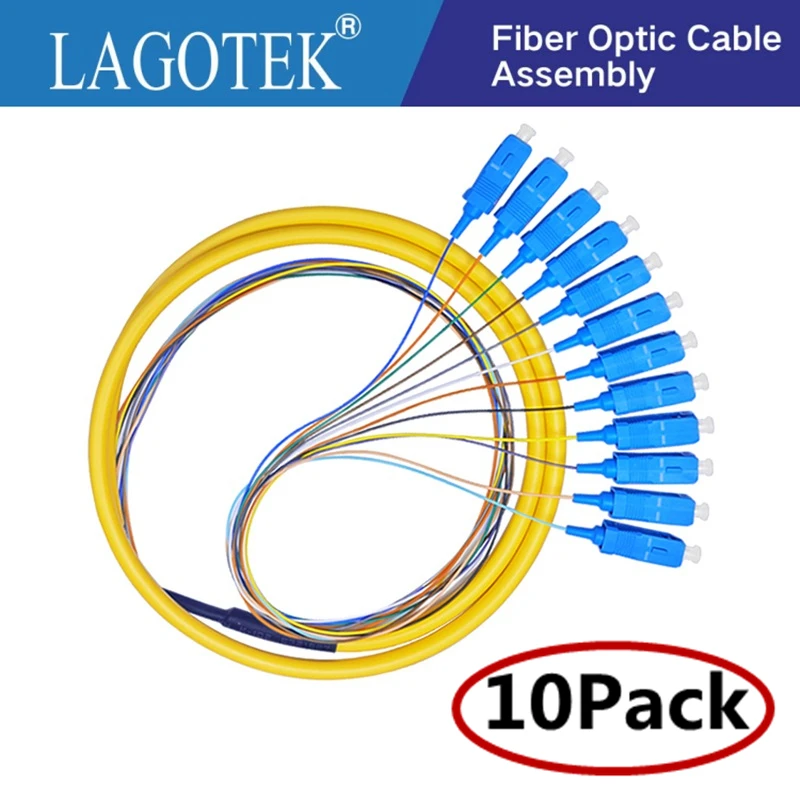 10PCS/LOT  12 Colors SC/UPC-SM(9/125)-G652D,  Optical Fiber Pigtail Bundle Tail Fiber Pigtail Free Shipping