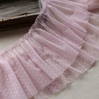 1m 20cm wide dot pleated mesh lace fabric trims white pink black grey tulle lolita skirt sewing craft clothing accessories dec