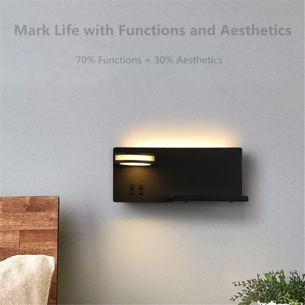 Многофункциональная настенная лампа с беспроводной зарядкой usb для чтения
