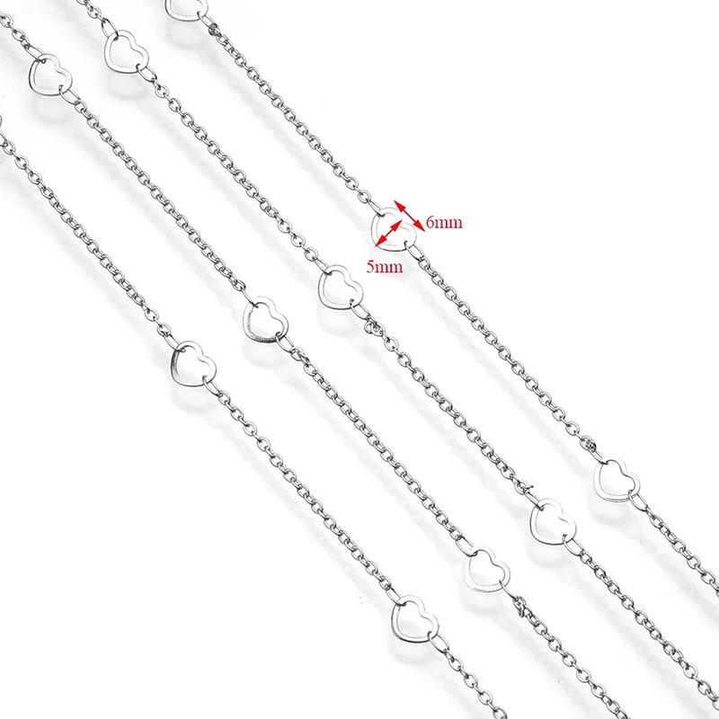 

1pcs Stainless Steel Heart Chains In Bulk DIY Necklaces Findings Bracelet Making Accessories Jewelry Components Anklets