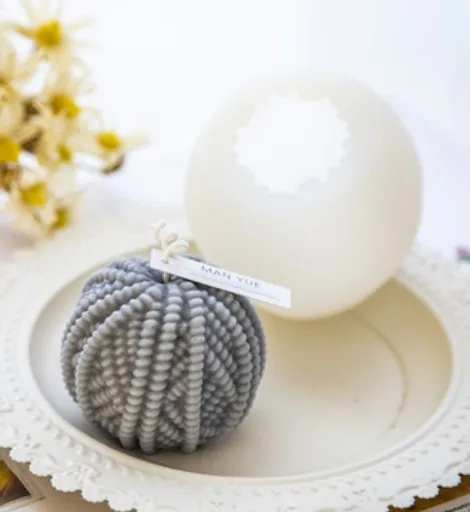 

3D Single Hole Ball of Wool Candle Plaster Handmade Soap Epoxy Christmas Cake Silicone Mold Yarn Ball Mould Hot Sale