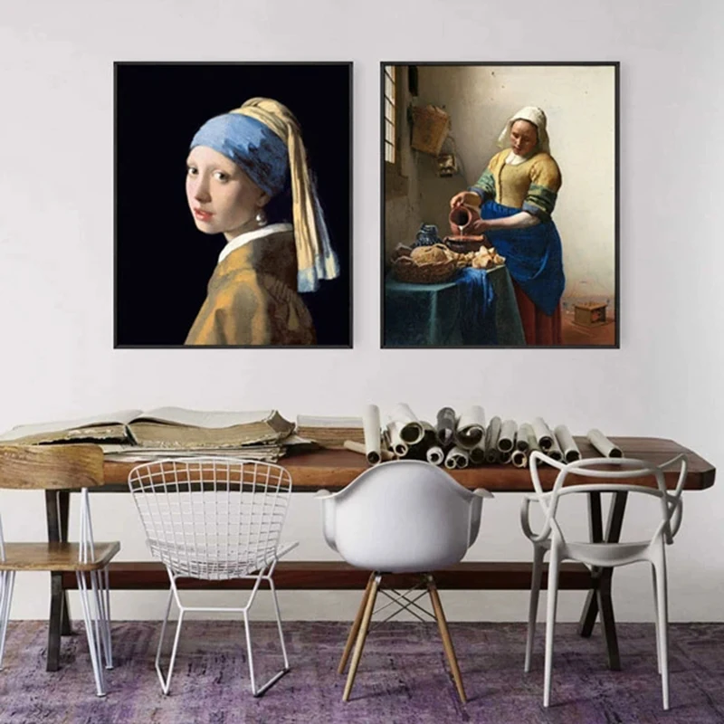 Европейский стиль девушка Vermeer персонаж ношение жемчуга Серьги масляная