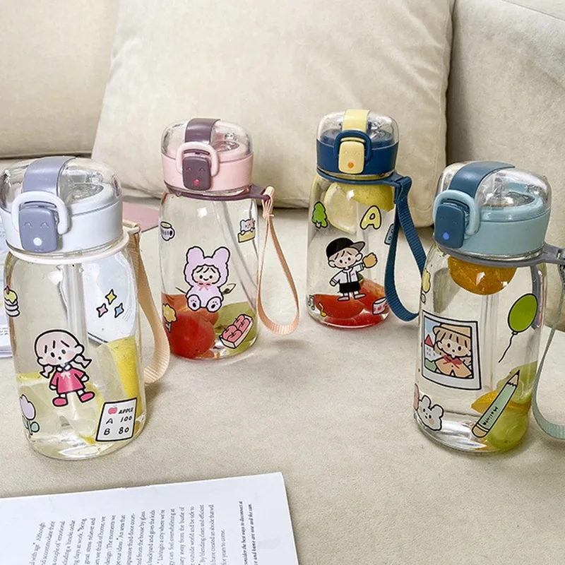 

Norbi Portable Plastic Cup Sports Cup Summer Student Cute Hand Cup 500ml Korean Version Cartoon Water Bottle 2021