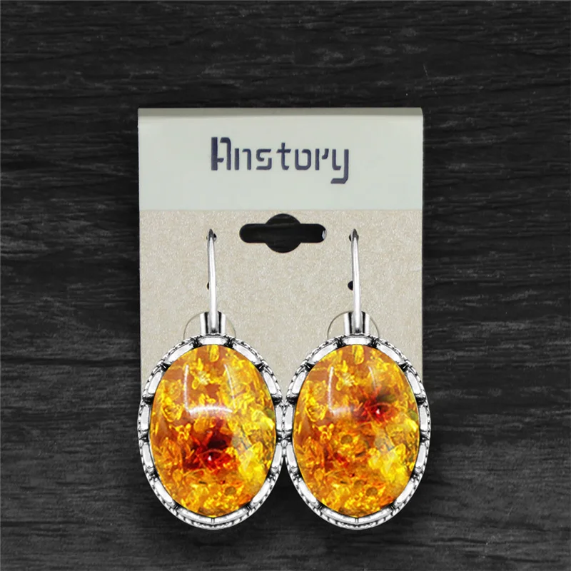 Большой Овальный Цветок Смола серьги Винтаж Античная Посеребренная манжеты |