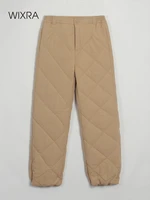 wixra women winter harem pants high waist casual thick long trouser cotton warm outdoor female bottoms