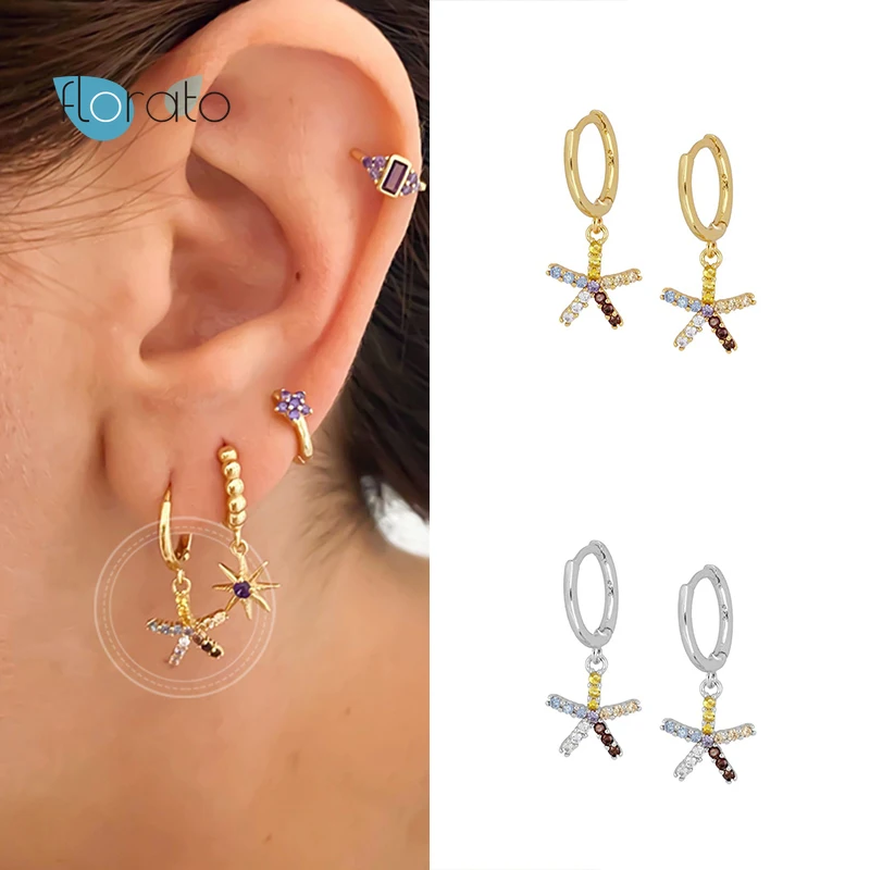 

Colorful Crystals Hoop Earrings for Women 925 Silver Ear Buckle Huggie Earrings Silver 925 Jewelry Earrings for Girl Gifts