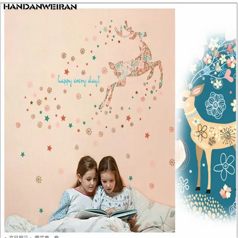 1 шт. Рождество Снежинка олень шаблон цветной магазин стеклянный фон для детского