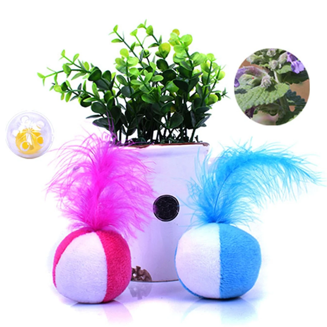 

Magic Roller Ball Cat Toy Creative Faux Feather Soft Balls With Bell Funny Kitty Chew Plush Catnip Ball Pet Interactive Supplies