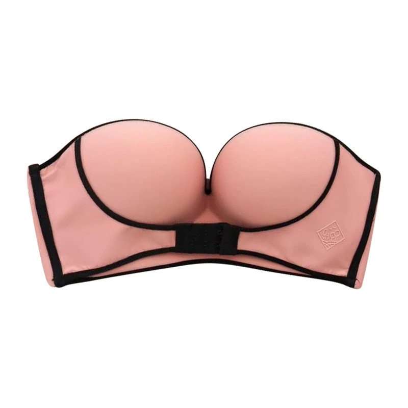 

Women Strapless Front Buckle Bra Lady Push Up Lingerie Backless Brassiere Seamless Female Underwear Bralette Wedding Dress Bras
