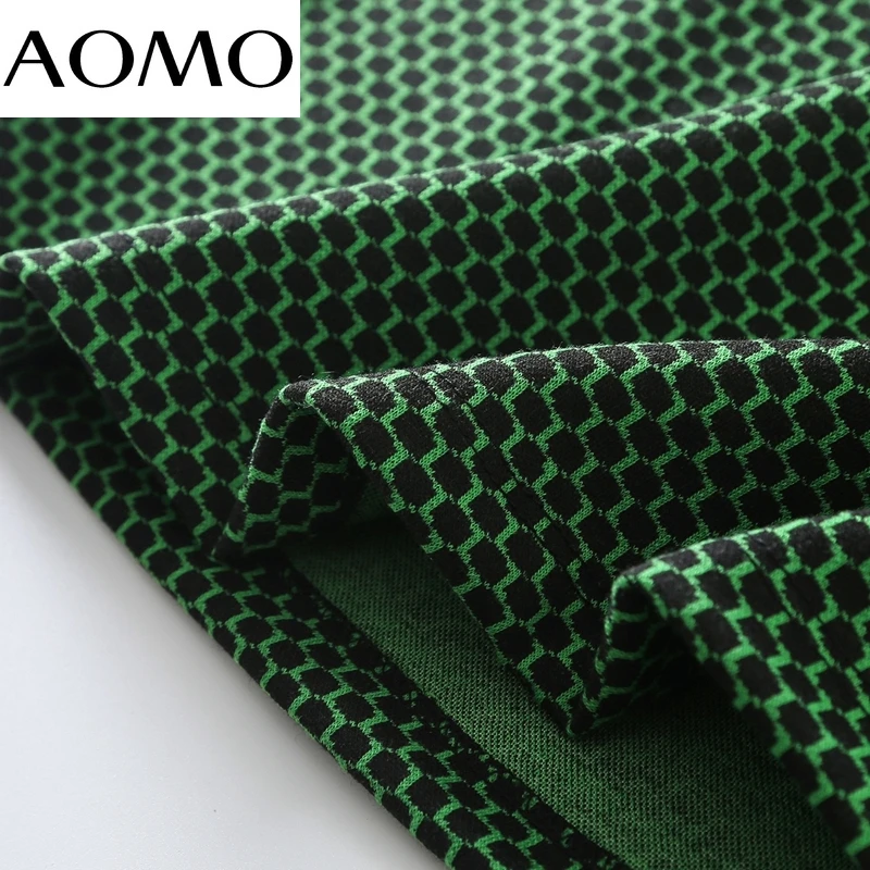 

AOMO Women Green Geometry Knit Camis Crop Top Spaghetti Strap Sleeveless Backless Short Blouses Shirts Female Tops 6H88A