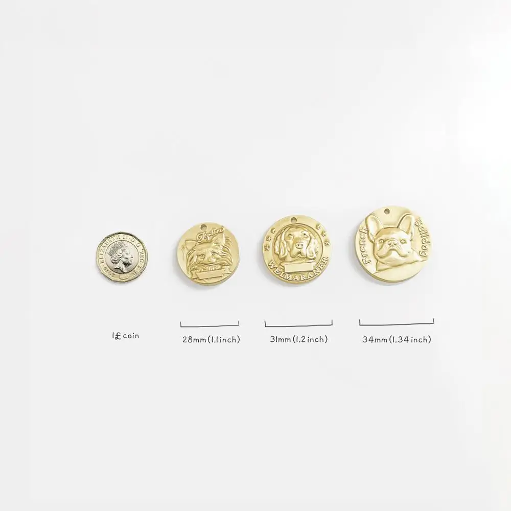 Именная латунная идентификационная бирка MW008 3D модель собаки изображение породы