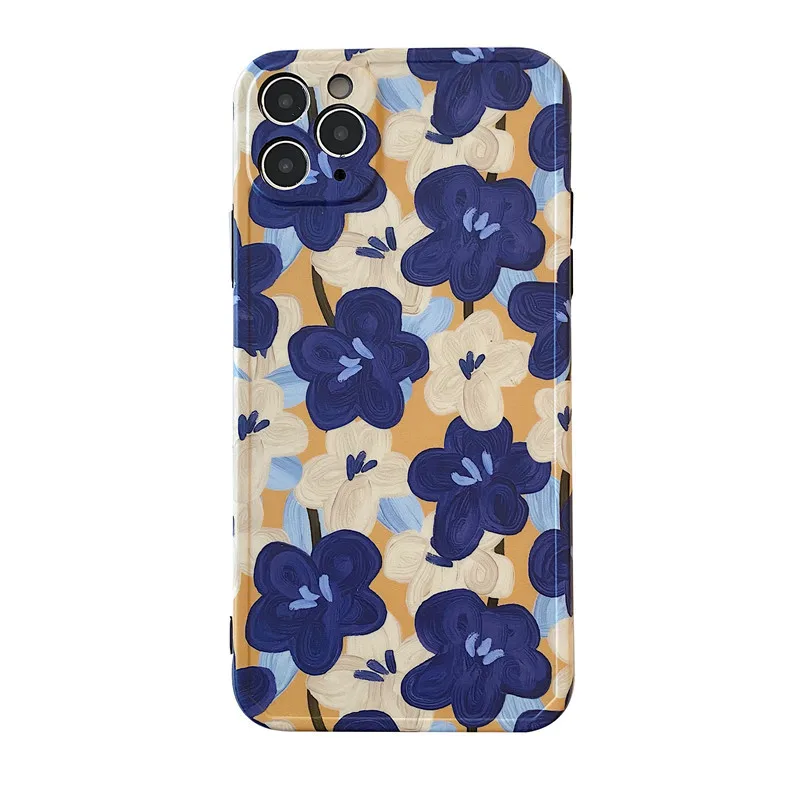 

Retro Art Oil Painting Flowers Korean Phone Case For iPhone 11 Pro Max X Xr Xs Max 7 8 Puls SE 2020 Cases Soft Silicone Cover